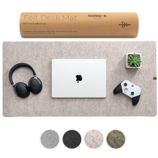 Nordik Large Felt Desk Mat Pad Stone Oat Beige 35x17 Inch Keyboard Mouse Pad picture