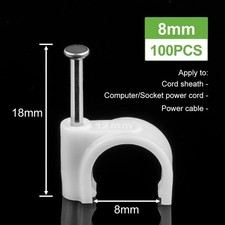 100PCS Cable Clips Nail In Wall Wire Clamps Round White Cable Management picture