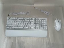 RedThunder K10 White Gaming Keyboard & Mouse + Wrist Rest Combo RGB LED Backlit picture
