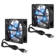 2PCS 80mm 8cm Blue Computer Case Cooling Fan 80x80x25mm USB 8025 5V USB Cooli... picture