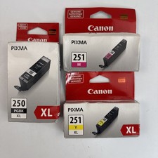 Genuine CANON PGI-250XL PGBK Black Ink 251 M & 251 Y XL NIP Lot of 3 picture