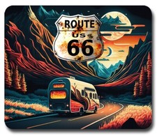 ROUTE 66 Road Trip American Highway ~ Mouse Pad / PC Mousepad ~ Retro USA Gift picture