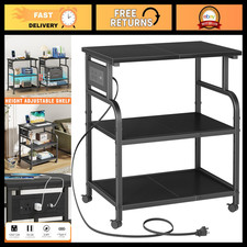 3-Tier Large Printer Stand with Power Outlet & Adjustable Shelves - Office Organ picture