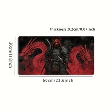 1pc Large-sized Esports Gaming Mouse Pad, Red and Black Samurai Twin Dragons P picture