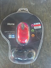 i-Home- Black Red Optical Wired Mouse and Gel Pad Combo Set- PC/Mac  picture
