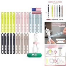 Oligei 25 Pcs Silicone Cable Ties Reusable Cord Organizer for Cords (Colorful) picture