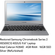 Samsung Chromebook 2 XE500C12 11.6in N2840 4GB 16GB eMMC + Charger picture
