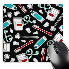 3dRose, Cute Dentist Dental Hygienist Print Black, Mouse Pad picture