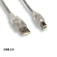 Kentek Clear 3' USB 2.0 A Male to B Male Cord 28AWG 480Mbps Scanner Printer HDD picture