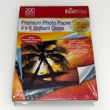 Royal Brites Premium Brilliant Gloss Photo Paper 4x6 Inkjet Printers 200 Sheets. picture
