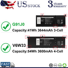 G91J0/V6W33 Battery For Dell Inspiron 3510 3511 3515 5310 5410 5418 5510 5515 picture