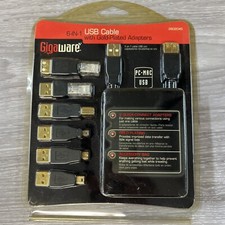 NEW GIGAWARE 6-IN-1 USB CABLE WITH GOLD PLATED ADAPTERS-PC-MAC-2602045 picture