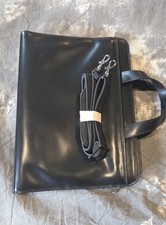 Jack Georges Black Leather Briefcase Carry Bag with Handles Solid Pattern picture