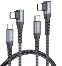 SUNGUY Right Angle USB C to C Cable 3FT 2Pack 60W Fast Charging 3FT, Grey  picture