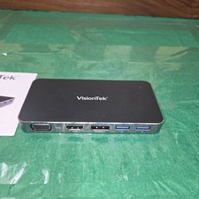VisionTek VT200 USB-C Dual Display Docking Station HDMI DP VGA 100W PD picture