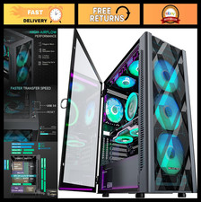 ATX PC Case Pre-Install 6 PWM ARGB Fans, Polygonal Mesh Computer Gaming Case picture