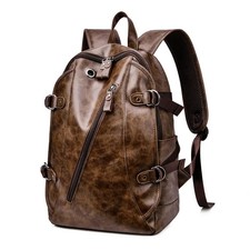 Pu Leather Vintage Laptop Backpack Large Capacity picture