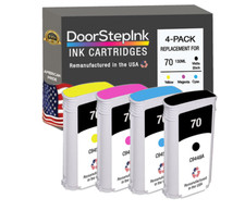 DoorStepInk Compatible Ink Cartridges For HP 70 MB and C,M,Y 130mL 4PK-USA picture