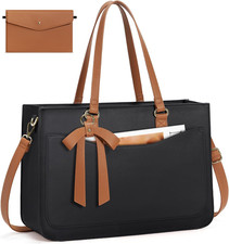 Laptop Bag for Women 15.6 Inch Work Tote Bags Leather Laptop Tote Waterproof Com picture