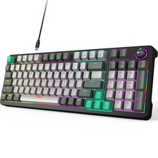 AK96 Mechanical Gaming Keyboard LED Backlit USB Wired Custom Knob Gray Black picture