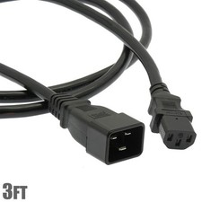 3FT 3-Conductor 14AWG NEMA C20 to C13 Power Extension Cord Cable AC 125V 10A SJT picture