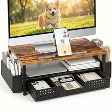 Desk Organizer and Accessories, 2-Tier Computer Monitor Stand Rise with Phone Ho picture