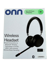 onn. PC Wireless Headset Bluetooth 2.4GHz ANC USB-C Receiver Black - NOB picture
