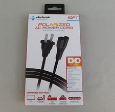 10-Foot Universal Polarized AC Power Cord 2 Slot Replacement Cable #2556 picture