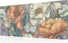 Japanese Floral Mouse Pad Abstract Boho Mouse Pad 31.5X11.8 Inch Aesthetic Flowe picture