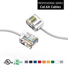 10 Pack of 7Ft CAT6A UTP Super-Slim Ethernet Network Cable 32AWG White picture
