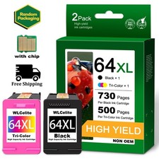 2PK 64XL Ink Cartridge Combo Pack Compatible for HP ENVY Photo 6220 6222 6230 picture
