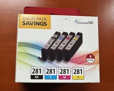 New, Sealed Genuine Canon CLI-281 4-Color Ink Value Pack BK/C/M/Y ChromaLife100 picture