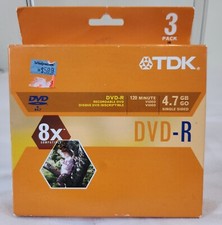 TDK DVD-R 3 Pack 4.7GB 120 Minutes Recordable DVD - R  Disks Factory Sealed picture