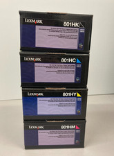 GENUINE SET 4 LEXMARK HIGH-YLD TONER 801HK 801HC 801HY 801HM CX410 CX510 SEALED picture