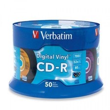 150 pack VERBATIM 52X CD-R Digital Vinyl 700MB Media Disc Spindle 94587 (3x50pk) picture