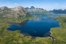 Landscape norway lofoten sea lake mountains nature sky Custom Gaming Mat Desk picture