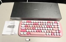 Perixx Periboard-734 Wireless Mini Bluetooth Backlit Keyboard Pink White picture