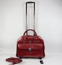McKlein Edgebrook L Series Rolling Leather Briefcase Laptop Comp Cherry Red EXC picture