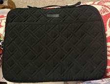 Vera Bradley Laptop Sleeve Black Quilted Tablet Carrying Case 14 X 11 picture