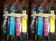 TWO Sets (8 Total) Genuine SEALED Epson 220 Black 220 Cyn Yel Inkjets OPEN BX picture