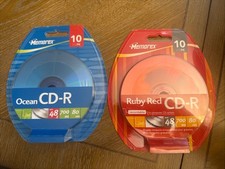 Lot of 2 Memorex CD-R 10 per pack Ocean & Ruby Red 700MB Blank Discs picture