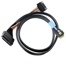 Slimline PCIe SFF-8654 4I to SAS 8639 U.2 Adapter Cable, Anti-tilt + SATA 15P picture
