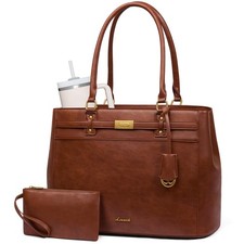 Laptop Tote Bag for Women, 15.6 Inch Waterproof Leather Work Computer Bag, La... picture