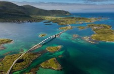 Landscape nature island sea bridge norway village Custom Gaming Mat Desk picture