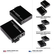 A Pair 2 Pack Multi-Mode Dual SC Fiber Gigabit Fast Ethernet Media Converter,... picture