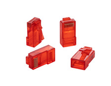 100 pcs RJ-45 Cat6 UTP Pass-Through Connectors EZ Crimp End Ethernet Plug Red picture