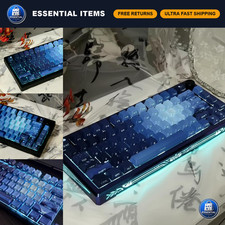Custom Dark Blue PBT Moonlit Keycaps 128 Keys Cherry Profile Gradient for Mechan picture
