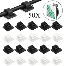 Self Adhesive Cable Clips Car Wire Holder Cord Organizer Clamp White picture