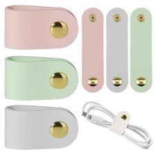 6pcs Leather Cord Organizer Reusable Cable Straps PU Leather Cable Organizer  picture