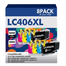 8PK New Ink Set + chip fit for Brother LC406 MFC-J5855DW MFC-J5955DW MFC-J6555DW picture